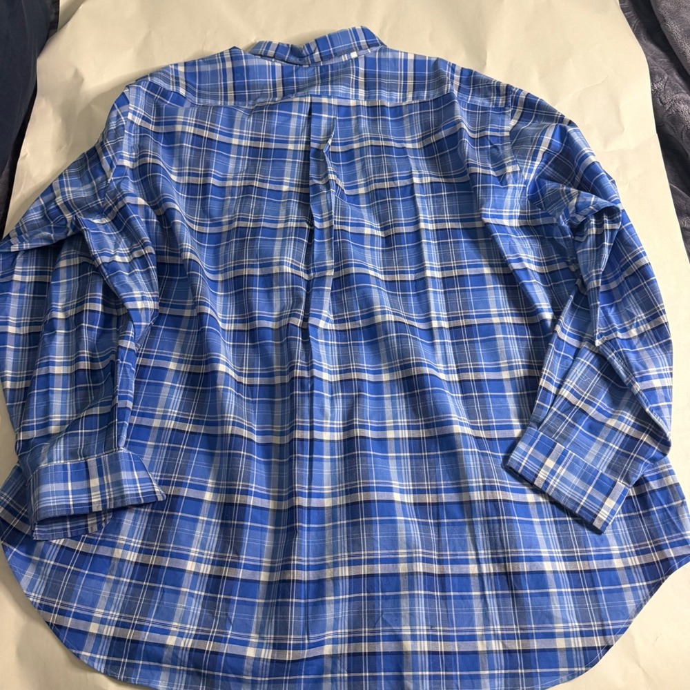 Polo Ralph Lauren Button Down Mens 3XB Blue Plaid Preppy Casual Flesh Pony Logo - Picture 2 of 7